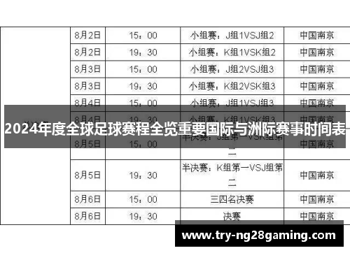 2024年度全球足球赛程全览重要国际与洲际赛事时间表